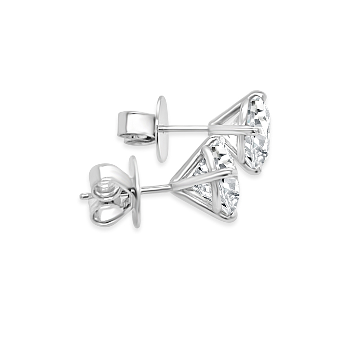 14KW 4 PRONG MARTINI DIAMOND STUDS 4.03CT